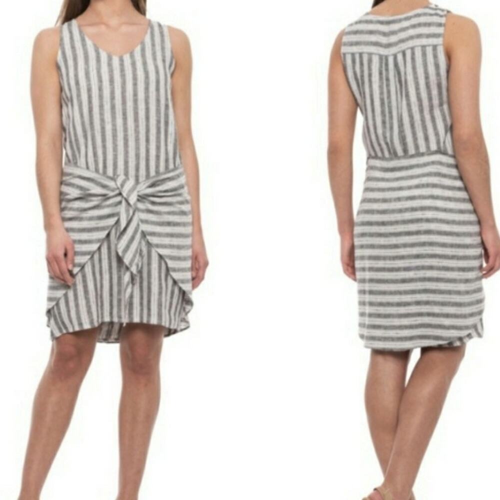 Anthropologie Drew Morgan stripe Sarong Sleeveless Dress Size Med Gauzy Linen‎